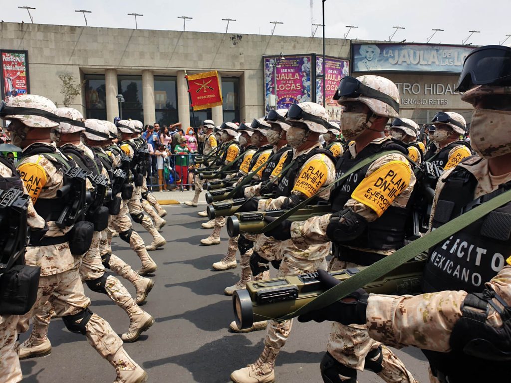 The Mexican armed forces march through the streets of Mexico City for Independence Day 2021